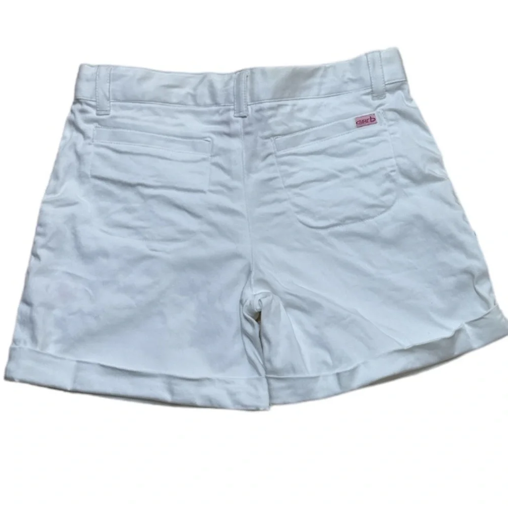Garb Cuffed White Shorts Zipper Fly Adjustable Elastic Waistband Size 9/10